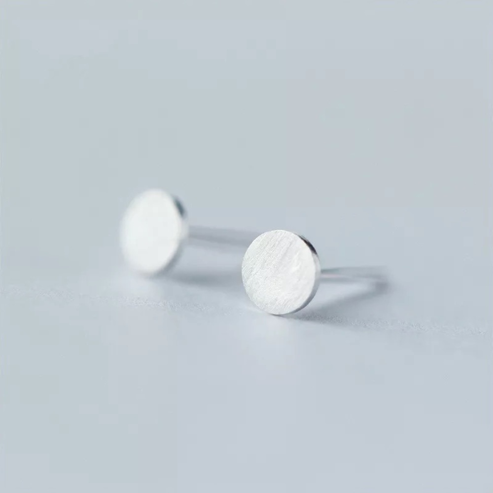 Minimalist silver tiny round earrings stud